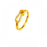 Brass Finger Ring, Copper Alloy, fashion jewelry & for woman & with rhinestone, 6mm [