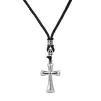 Stainless Steel Jewelry Necklace, 304 Stainless Steel, with Nylon Cord, Cross, polished, fashion jewelry & for man Approx 26.77 Inch 