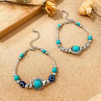 Zinc Alloy Turquoise Bracelets, with turquoise, with 1.97inch extender chain, handmade, fashion jewelry & for woman Approx 7.08 Inch [