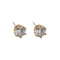 Cubic Zircon Brass Earring, with Cubic Zirconia, Letter C, plated, fashion jewelry & for woman 20mm 