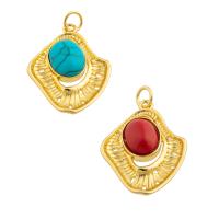 Gemstone Brass Pendants, with Gemstone Chips, gold color plated, fashion jewelry & DIY 