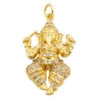 Cubic Zirconia Micro Pave Brass Pendant, Elephant, gold color plated, fashion jewelry & DIY & micro pave cubic zirconia 