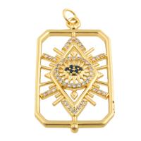 Cubic Zirconia Micro Pave Brass Pendant, Square, gold color plated, fashion jewelry & DIY & micro pave cubic zirconia 