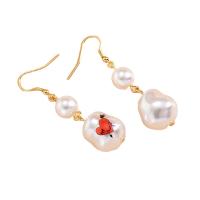 Plastic Pearl Zinc Alloy Earring, with Plastic Pearl, gold color plated, fashion jewelry & for woman, mixed colors 