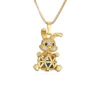 Cubic Zircon Micro Pave Brass Necklace, with 5cm extender chain, Animal, plated, fashion jewelry & micro pave cubic zirconia, golden cm 