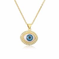 Evil Eye Jewelry Necklace, Brass, with Resin, with 5cm extender chain, plated, fashion jewelry & micro pave cubic zirconia & enamel cm 