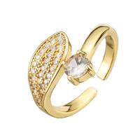 Cubic Zirconia Micro Pave Brass Finger Ring, plated, fashion jewelry & micro pave cubic zirconia, golden, inner .7 ~1.9cm 