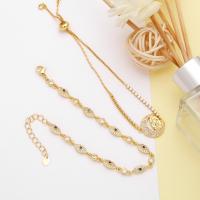 Cubic Zirconia Micro Pave Brass Bracelet, plated, fashion jewelry & micro pave cubic zirconia, golden cm 