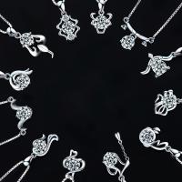 Cubic Zirconia Sterling Silver Pendants, 925 Sterling Silver, platinum plated, Zodiac symbols jewelry & box chain & for woman & with cubic zirconia Approx 5mm 