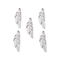 Stainless Steel Leaf Pendant, 304 Stainless Steel, Feather, DIY, original color Approx [