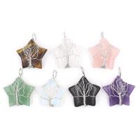 Gemstone Zinc Alloy Pendants, with Zinc Alloy, Star, silver color plated, Natural & fashion jewelry & DIY & for woman [