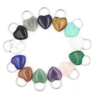 Gemstone Zinc Alloy Pendants, with Zinc Alloy, Heart, silver color plated, Natural & fashion jewelry & DIY & for woman [