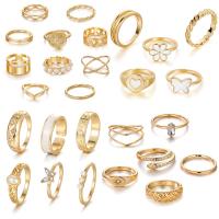 En alliage de zinc Bague, bijoux de mode & styles différents pour le choix & pour femme, doré, Vendu par fixé