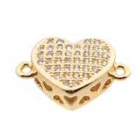 Cubic Zirconia Micro Pave Brass Connector, Heart, high quality gold color plated, DIY & micro pave cubic zirconia Approx 2mm 