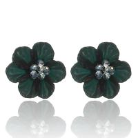 Resin Stud Earring, with Crystal, Flower, for woman 