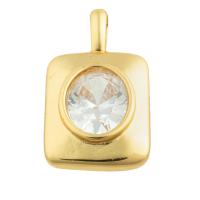 Cubic Zirconia Brass Pendants, with Cubic Zirconia, Square, gold color plated, fashion jewelry & DIY 