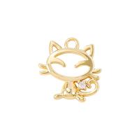 Cubic Zirconia Brass Pendants, Cat, gold color plated, fashion jewelry & for woman & with cubic zirconia, golden 