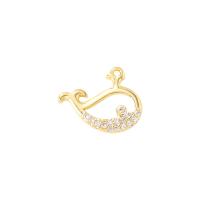 Cubic Zirconia Micro Pave Brass Pendant, Whale, gold color plated, fashion jewelry & micro pave cubic zirconia & for woman, golden 