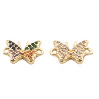 Cubic Zirconia Micro Pave Brass Connector, Butterfly, high quality gold color plated, DIY & micro pave cubic zirconia Approx 2mm 