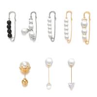 Dual-Use- Brosche Schal Schnalle, Zinklegierung, mit Kunststoff Perlen, plattiert, Modeschmuck & verschiedene Größen vorhanden & verschiedene Muster für Wahl & mit Strass, keine, verkauft von PC
