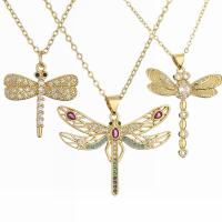 Cubic Zircon Micro Pave Brass Necklace, with 5cm extender chain, Dragonfly, plated, fashion jewelry & micro pave cubic zirconia cm 