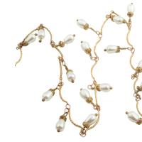 Handgemachte Messingkette, Messing, mit Kunststoff Perlen, plattiert, DIY, keine, 5x5mm, verkauft von m