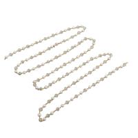 Brass Beading Chains, with Glass & Plastic Pearl, Round, plated, DIY & faceted 