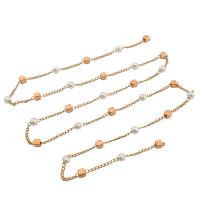 Brass Beading Chains, with Plastic Pearl, plated, DIY 