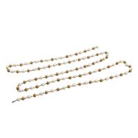 Brass Beading Chains, with Plastic Pearl, Round, plated, DIY 