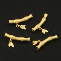 Brass Curved Tube Beads, Bamboo, real gold plated, DIY Approx 1.8mm 