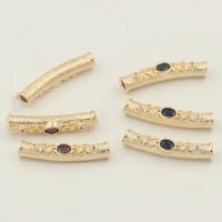 Brass Curved Tube Beads, real gold plated, DIY & micro pave cubic zirconia Approx 2.3mm 