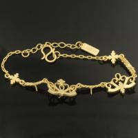 Brass Bracelet Base, Crown, real gold plated, DIY Approx 7.5 Inch 