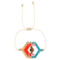 Bracelets Bijoux en verre, Seedbead, avec Cordon de noeud, pentagone, style folk & réglable & pour femme Environ 28 cm, Vendu par PC