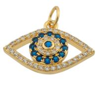 Fashion Evil Eye Pendant, Brass, with Glass Rhinestone, gold color plated, fashion jewelry & DIY & with rhinestone, mixed colors [