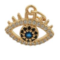 Fashion Evil Eye Pendant, Brass, with Glass Rhinestone, gold color plated, fashion jewelry & DIY & with rhinestone, mixed colors [