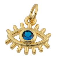 Fashion Evil Eye Pendant, Brass, with Glass Rhinestone, gold color plated, fashion jewelry & DIY, mixed colors [
