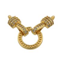 Brass Clasp Findings, gold color plated, fashion jewelry & DIY & with rhinestone [