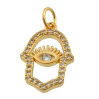 Fashion Evil Eye Pendant, Brass, gold color plated, fashion jewelry & DIY & with rhinestone [