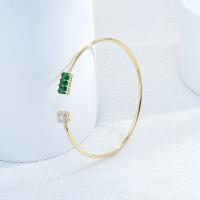 Cubic Zirconia Micro Pave Brass Bracelet, plated, fashion jewelry & micro pave cubic zirconia, golden, Inner Approx 57mm 