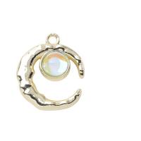 Resin Zinc Alloy Pendants, with Mabe Pearl & Resin & Plastic Pearl, Moon, KC gold color plated, DIY [