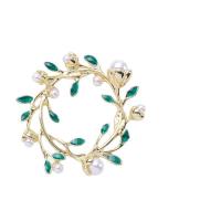 Zinc Alloy Brooch Finding, with Plastic Pearl, Flower, KC gold color plated, DIY & enamel [