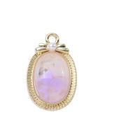 Resin Zinc Alloy Pendants, with Resin & Plastic Pearl, Oval, KC gold color plated, DIY [
