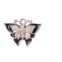 Zinc Alloy Enamel Pendants, Butterfly, KC gold color plated, DIY & with rhinestone, 15-21mm [