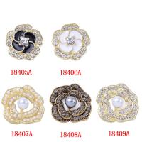 Zinc Alloy Costume Accessories, with Plastic Pearl, Flower, KC gold color plated, DIY & enamel & with rhinestone, 22-25mm [