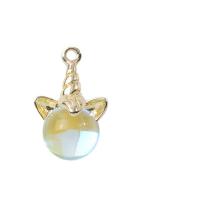 Acrylic Zinc Alloy Pendant, with Mabe Pearl & Acrylic, Unicorn, KC gold color plated, DIY 