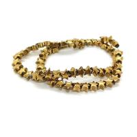 Non Magnetic Hematite Beads, Star, real gold plated, DIY golden Approx 40 cm [