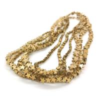 Perles hématite non-magnétique, étoile, Plaqué d'or, DIY & normes différentes pour le choix, doré Environ 40 cm, Vendu par brin[