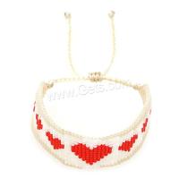 Bracelets Bijoux en verre, Seedbead, avec Cordon de noeud, coeur, réglable & pour femme Environ 28 cm, Vendu par PC
