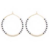 Glass Seed Beads Earring, Seedbead, with Zinc Alloy, Donut, gold color plated, Bohemian style & for woman [