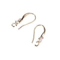 Brass Hook Earwire, gold color plated & DIY & with rhinestone, golden [